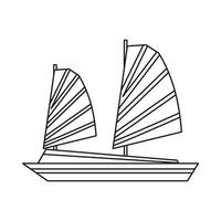 ícone de barco de sucata vietnamita, estilo de estrutura de tópicos vetor