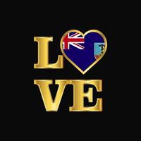 tipografia de amor design de bandeira de montserrat vetor letras de ouro