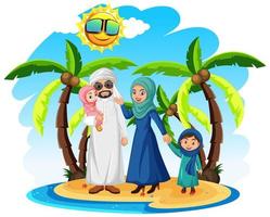 família muçulmana árabe de férias vetor