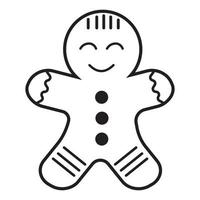 biscoitos de gengibre de natal homem de gengibre em estilo doodle, contorno de ilustração vetorial vetor