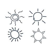 conjunto de símbolos desenhados à mão do sol imagem vetorial vetor