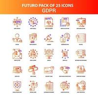conjunto de ícones laranja futuro 25 gdpr vetor