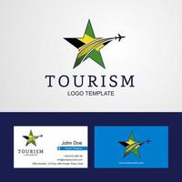 logotipo da estrela criativa da bandeira da jamaica de viagem e design de cartão de visita vetor