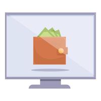 vetor de desenho de ícone de carteira de dinheiro online. blog monetizar