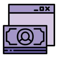 vetor de contorno do ícone do app em dinheiro. banco online
