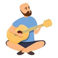 fim de semana tocando ícone de guitarra, estilo cartoon vetor