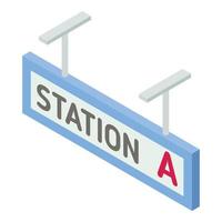 estação ferroviária um ícone, estilo isométrico vetor