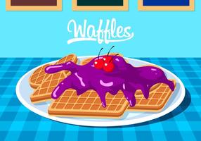 Waffles Com Blueberry Jam Vector grátis