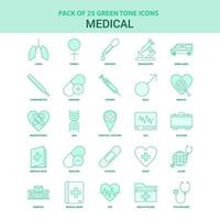 25 conjunto de ícones médicos verdes vetor
