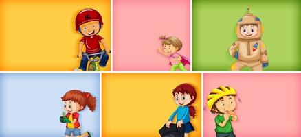 conjunto de personagens infantis diferentes em cores diferentes vetor