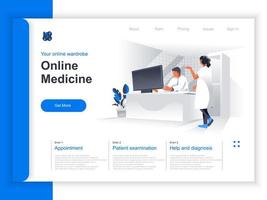 página de destino isométrica de medicina online vetor