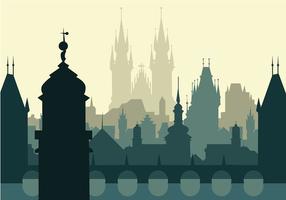 Praga Silhouette Background Vector grátis