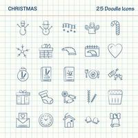 natal 25 ícones de doodle conjunto de ícones de negócios desenhados à mão vetor