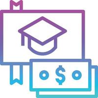 graduação em celebração de dinheiro de fundos de educação - ícone de gradiente vetor