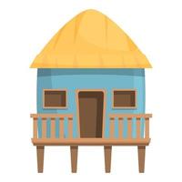 vetor de desenhos animados de ícone de cabana de bangalô. casa de praia