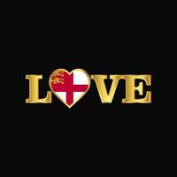 vetor de design de bandeira sark de tipografia de amor dourado