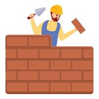 ícone da parede de tijolos do construtor, estilo cartoon vetor
