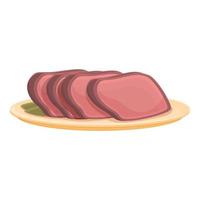vetor de desenho de ícone de fatia de carne cortada. cortar alimentos crus