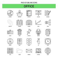 conjunto de ícones de linha de escritório 25 estilo de contorno tracejado vetor