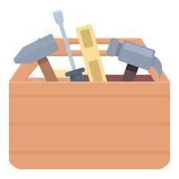 vetor de desenhos animados de ícone de caixa de madeira. ferramenta de construção