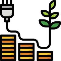 economizando energia energia dinheiro ecologia - ícone de contorno preenchido vetor