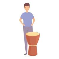 vetor de desenhos animados de ícone de tambor africano. Escola de música