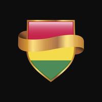 vetor de design de distintivo dourado de bandeira da bolívia