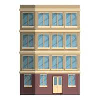 vetor de desenhos animados de ícone de casa de vários andares. prédio de apartamentos