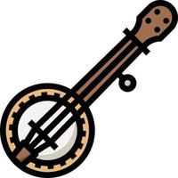 instrumento musical de música banjo - ícone de contorno preenchido vetor