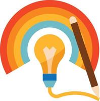 lâmpada de lápis de arco-íris criativo de criatividade - ícone plano vetor