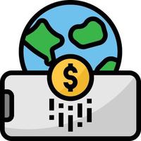 banco de dinheiro digital para pagamento móvel - ícone de contorno preenchido vetor