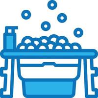 acessórios de bebê para lavagem de sabão de banheira - ícone azul vetor