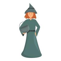vetor dos desenhos animados do ícone do traje da bruxa da floresta. personagem infantil
