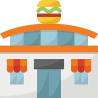 restaurante fast food hambúrguer comer edifício - ícone plano vetor