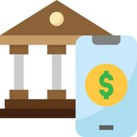banco de dinheiro online banco de pagamento móvel - ícone plano vetor