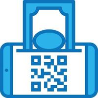 pagamento móvel com código qr pagamento bancário em dinheiro - ícone azul vetor