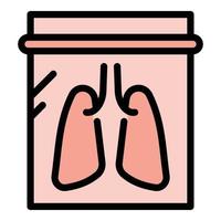 vetor de contorno de ícone de doador de órgãos de pulmões. doação médica