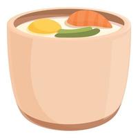 vetor de desenhos animados de ícone de sopa de ovo asiático. comida japonesa