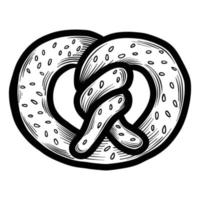 ícone de pretzel, estilo desenhado à mão vetor