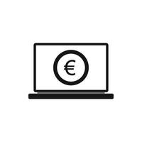 tela do laptop com o estilo simples do ícone do símbolo do euro vetor