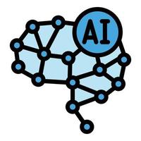 vetor de contorno de ícone de tecnologia ai. máquina de rede