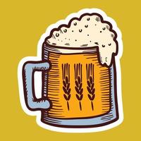 caneca de ícone de cerveja de trigo, estilo desenhado à mão vetor
