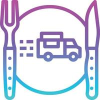 entrega de comida de caminhão de prato de talheres - ícone de gradiente vetor