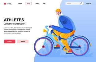 composição da página de destino plana dos atletas vetor