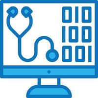 cuidados de saúde computador ai inteligência artificial - ícone azul vetor