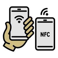 ícone de pagamento da loja nfc, estilo de estrutura de tópicos vetor