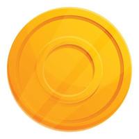 círculo ícone de token de ouro, estilo de desenho animado vetor