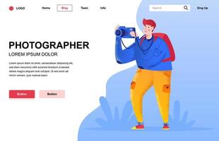 composição da página de destino plana do fotógrafo vetor