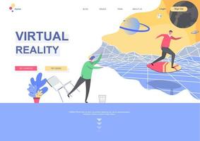 modelo de página de destino plana de realidade virtual vetor