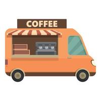 vetor de desenhos animados de ícone de van de café da cidade. mercado de rua